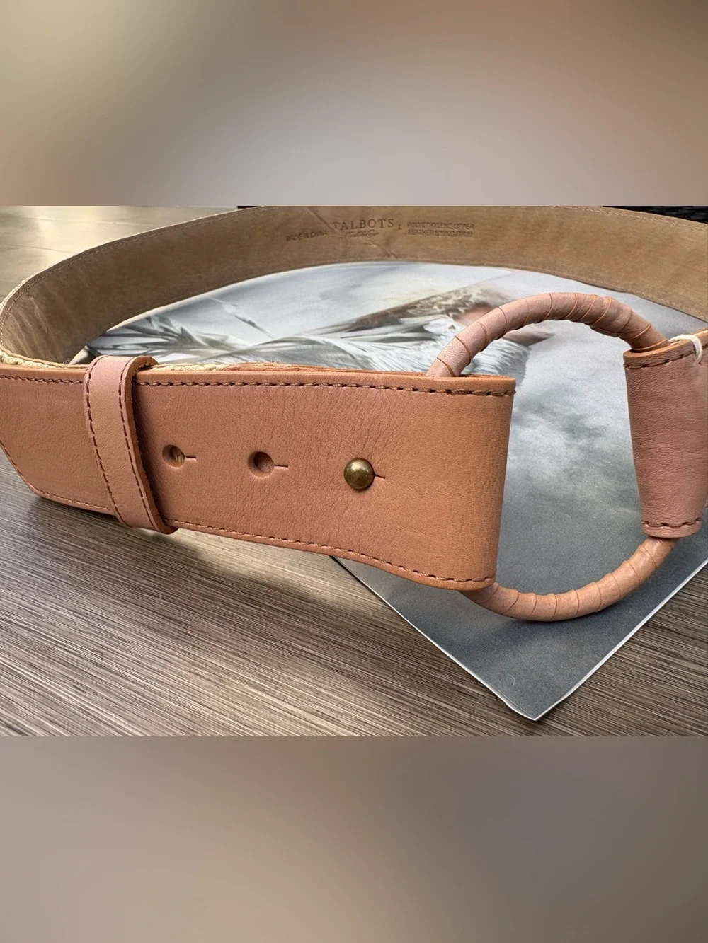 Talbots Leather & Raffia Natural Neutral Belt Size L